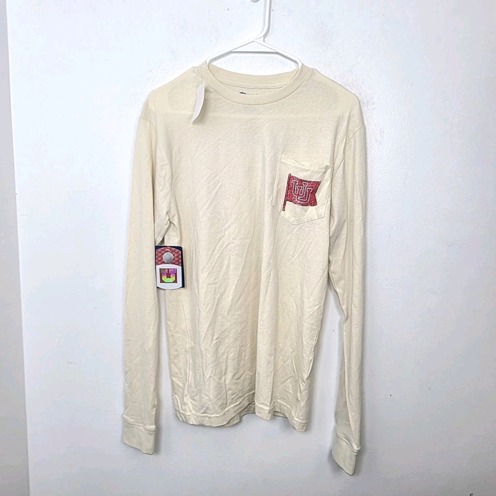 NEW Champion Cream Utah Utes Crewneck Long Sleeve Sporty T-Shirt Size Small